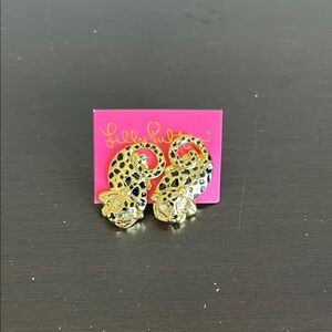 Lilly Pulitzer Lying Leopard Pierced Earrings NEW